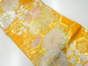 アンティーク　菊桐模様織出し袋帯（着用可）